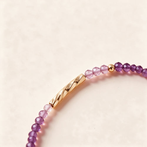 Faceted Amethyst Beaded Bracelet
