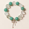 Green Crystal Bow Charm Bracelet